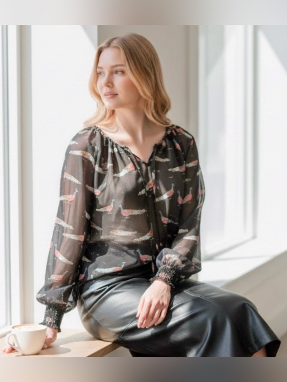 Matthew Williamson Sheer Black Bohemian Blouse size 12